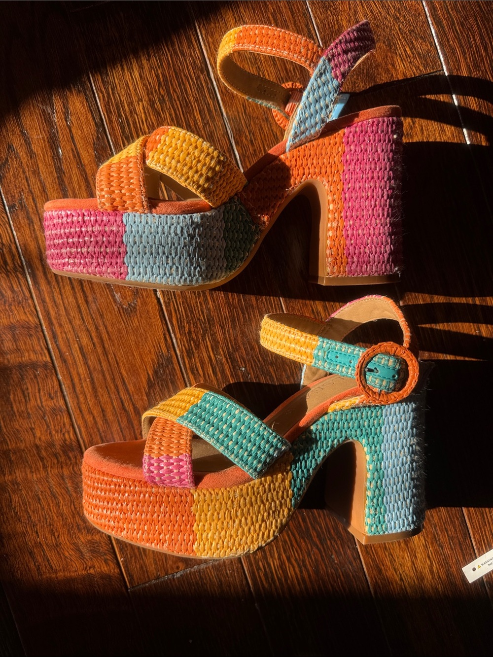 Chelsea & Violet Multicolor Woven Platform Sandals
